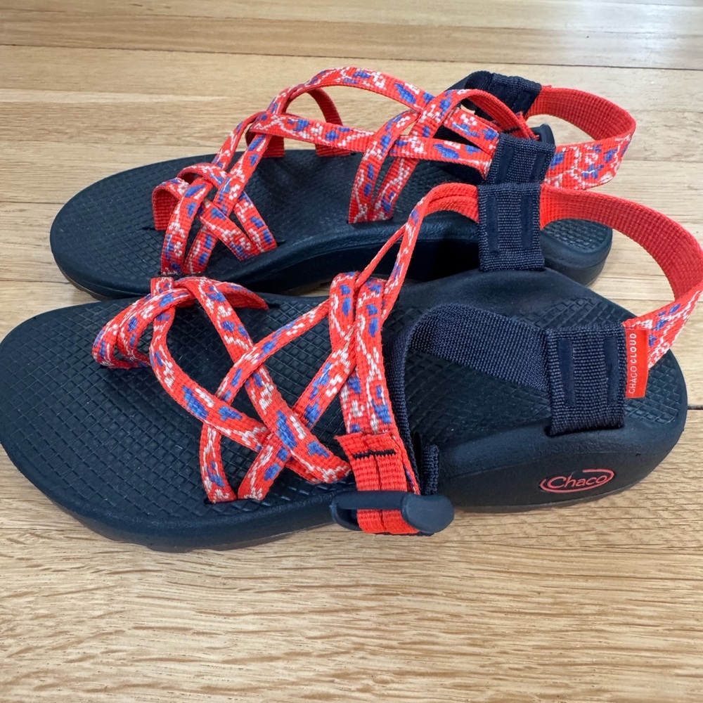 Chaco Red and Blue Strappy Sandals